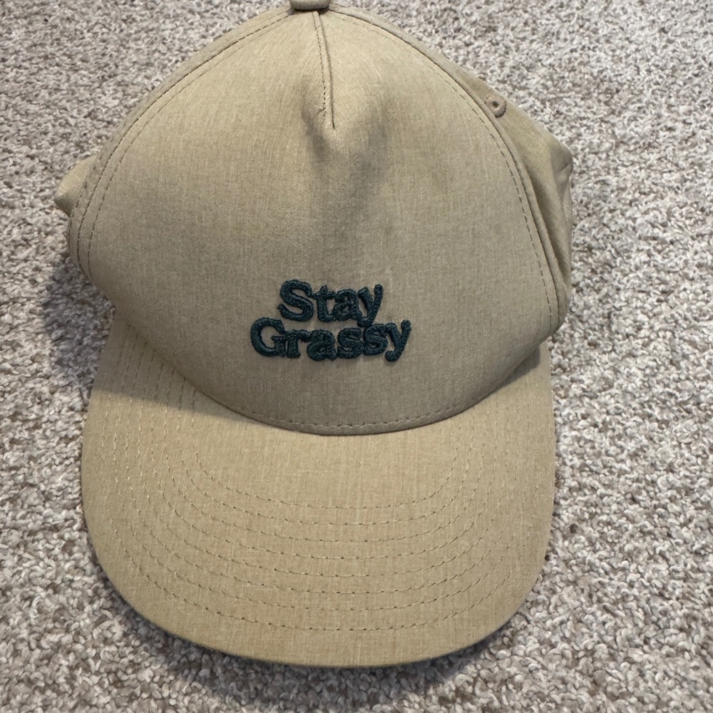 Grass Clippings Stay Grassy Golf Hat Tan Khaki Adjustable Baseball Cap Mens